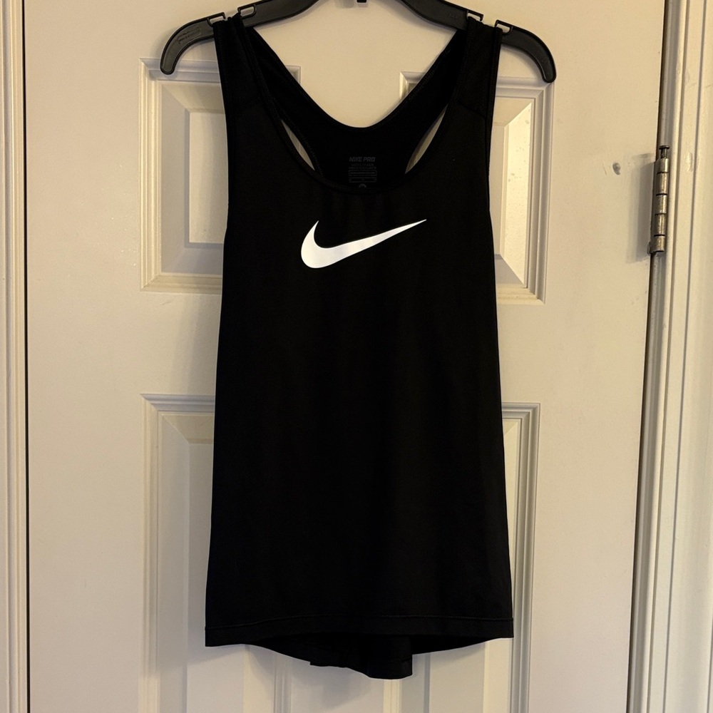 Nike Women's Black Tank Top with White Logo